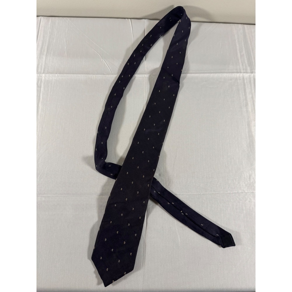 Mark Alexander Mens Navy Blue Micro Paisley Silk Blend Necktie Formal Business